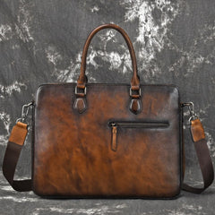 Vintage Leather Men's Briefcase 14inch Laptop Bag Handbag Work Bag For Men
