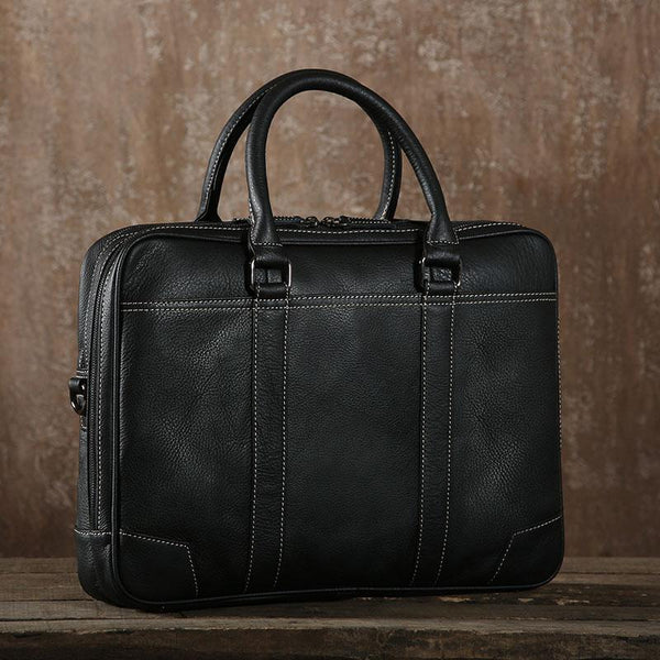 Handmade Leather Mens Cool Black Briefcase Bag Work Bag Business Bag for men