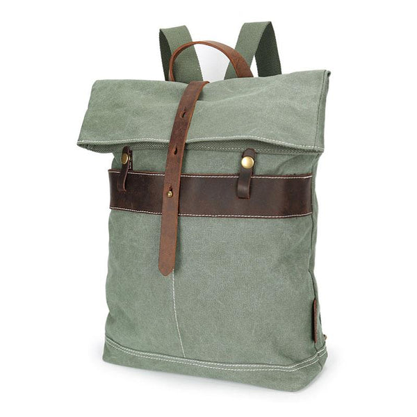 Cool Waxed Canvas Leather Mens Backpack Canvas Travel Backpack Canvas School Backpack for Men