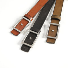 Handmade Slim Genuine Leather Black Fashion Belt Brown Belt Long Belts Slim Belt for Men