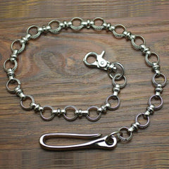 Cool Men's Handmade Silver Stainless Steel Pants Chain Biker Wallet Chain For Men