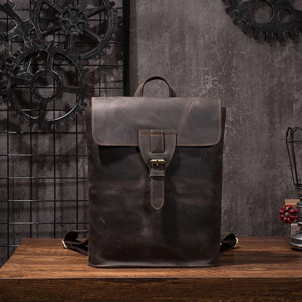 Cool Mens Leather School Backpack Travel Backpack Leather Satchel Backpack for Men