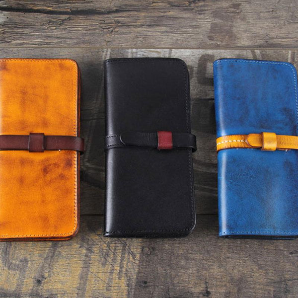 Handmade Leather Mens Cool Wallet Long Leather Wallet Phone Wallet for Men