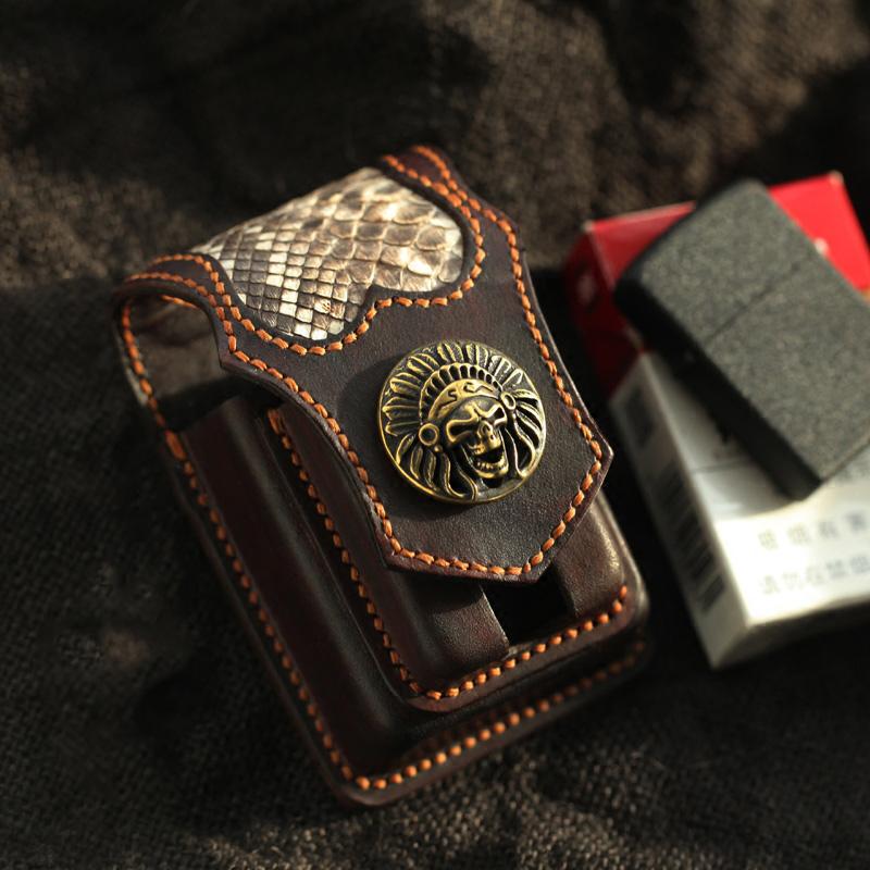 Leather Mens Cigarette Cases with Belt Loop Cell Phone Holster