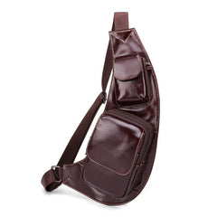 Oiled Leather Brown Men's Chest Bag Sling Bag One Shoulder Backpack For Men