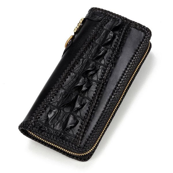 Handmade Leather Mens Chain Biker Wallet Cool Leather Wallet Long Phone Wallets for Men