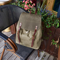 Canvas Mens Womens Backpack Green Travel Rucksack Satchel Backpack Canvas School Backpack for Men