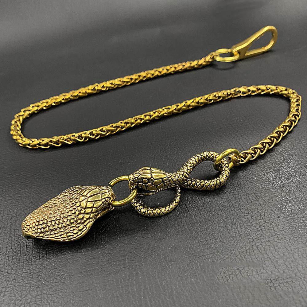 Cool Brass Snake Mens 18'' Pants Chain Wallet Chain Gold Motorcycle Wallet Chain for Men