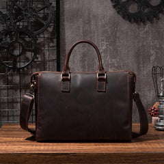 Cool Coffee Leather Mens Briefcase 15inch Laptop Bag Work Handbag Business Bag for Men