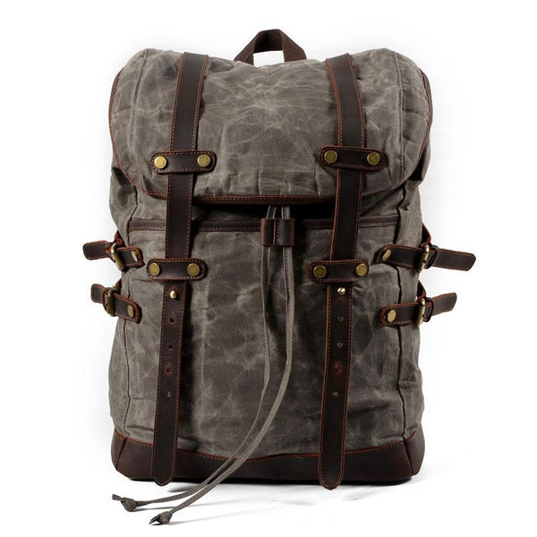 Waxed Canvas Mens Travel Backpack Canvas Hiking Backpack Canvas Backpack for Men