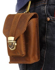 Cool Brown Leather Cell Phone HOLSTER Belt Pouches for Men Waist Bags BELT BAG For Men