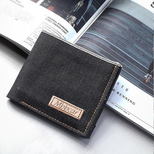 Black Wallet Cool Denim Mens Jean Slim billfold Wallet Bifold Jean Small Wallets For Men