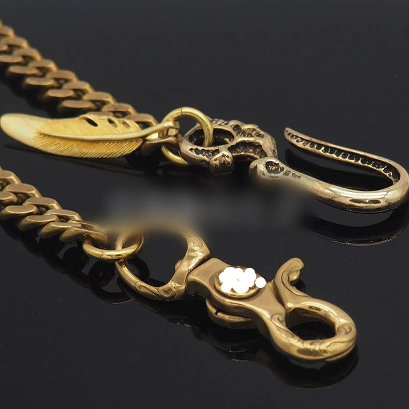 Cool Skull Mens Brass Wallet Chain Key Chain Wallet Gold Chain Pants Chain For Men