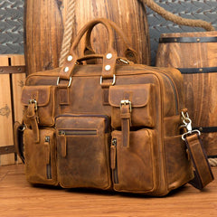 Black Cool Leather Mens Weekender Bag Shoulder Travel Briefcase Duffle Bag Light Brown luggage Bag for Men