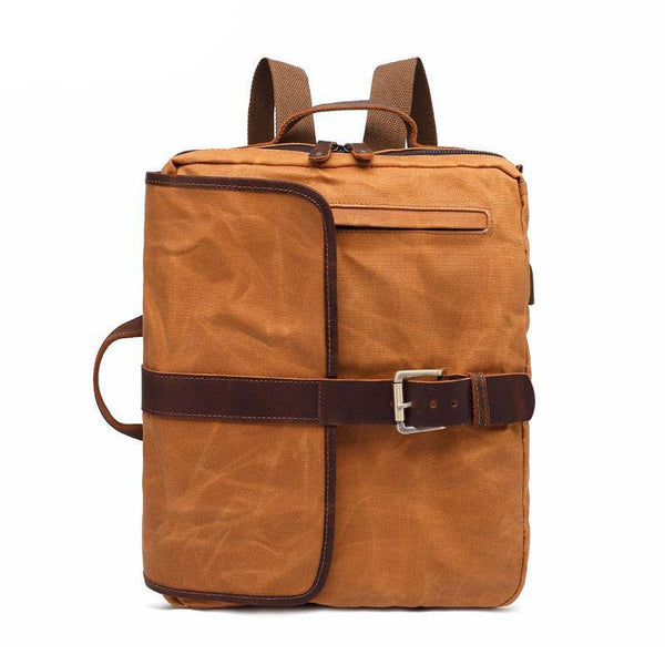 Waxed Canvas Leather Mens Cool Backpack Canvas Handbag Canvas Shoulder Bag for Men