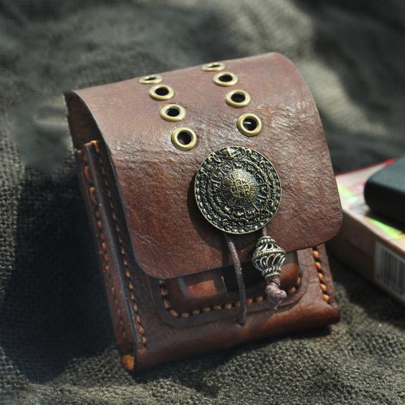 steampunk cigarette case Cool Handmade Brown Leather Mens Zippo Cigarette Case with Lighter Hol –  iChainWallets
