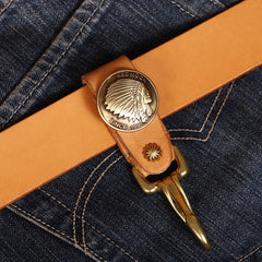 Handmade Leather Brass Keyring With Belt Loop Indian Leather Keyrings Car KeyChain for Men