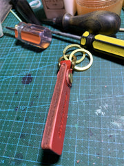 Red Handmade Leather Brass Keyring Moto KeyChain Leather Keyring Moto Cross Key Holders Key Chain Key Ring for Men