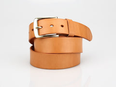 Handmade Leather Belt Minimalist Mens Brass Beige Leather Belts for Men