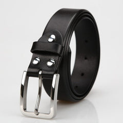 Handmade Brown Leather Slim Belts Minimalist Mens Silver Black Leather Belts for Men