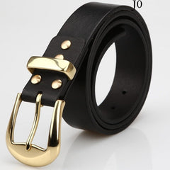 Beige Leather Mens Belt Minimalist Brass Handmade Leather Belts for Men