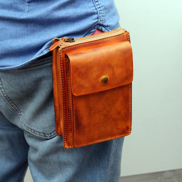 Handmade Leather Mens Waist Bag Hip Pack Belt Bag Fanny Pack Bumbag for Men