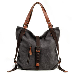 Casual Canvas Leather Womens Mens Gray Tote Bag Shoulder Bag Khaki Tote Purse For Women