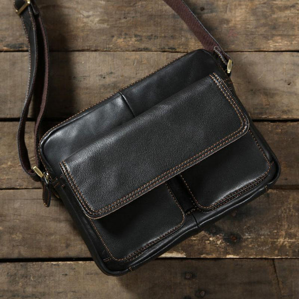 Handmade Leather Mens Cool Vintage Shoulder Bag Messenger Bag Bike Bag Cycling Bag for men