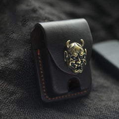 Chocolate Handmade Leather Mens Zippo Lighter Case With Belt Loop Cool Standard Lighter Holders For Men
