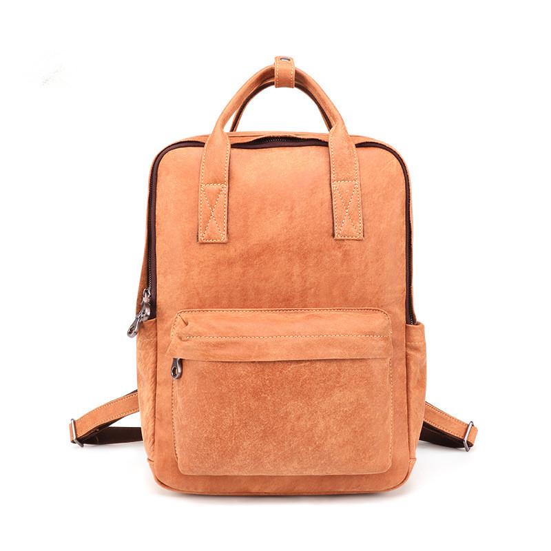 Brown Leather Mens School Backpack Travel Backpack Handbag 13inch Computer Backpack for Men