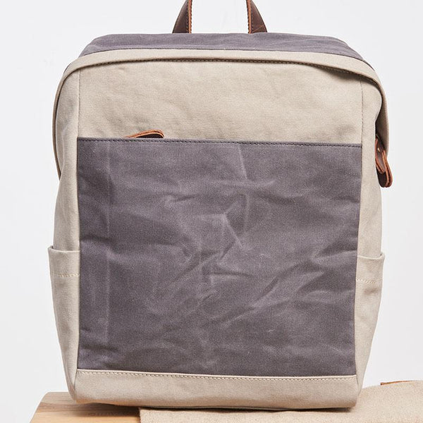 Canvas Gray Mens Cool Backpack Canvas Travel Bag Canvas School Bag for Men