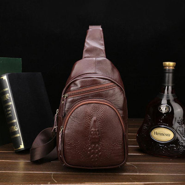 Cool Leather Mens Sling Bags Sling Shoulder Bags Sling Backpack Chest Bag for men