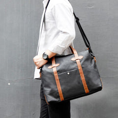 Fashion PVC Canvas Black Men's Large Handbag Briefcase Business Laptop Business For Men