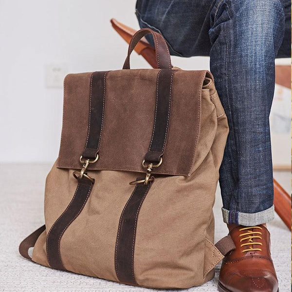 Canvas Mens Cool Backpack Canvas Travel Bag Canvas School Bag for Men