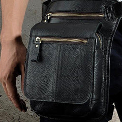 Cool Biker Mens Leather Drop Leg Bag Belt Pouch Waist Bag Side Bag Shoulder Bag for Men