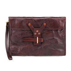 Chocolate Leather Mens Clutch Wristlet Wallet Bag Cool Zipper Clutch Wallet For Men