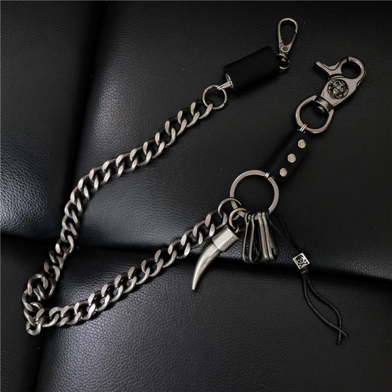 Cool Men's Silver Skull Long Wallet Chain Pants Chain Biker Wallet Chain For Men