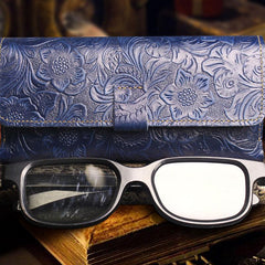 Handmade Floral Mens Womens Leather Glasses Case Glasses Box Glasses Holder Eyeglass Case