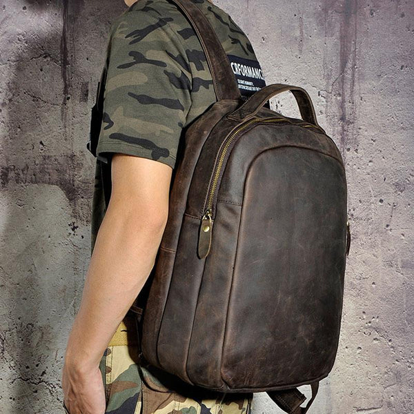 Cool Leather Mens Backpack Vintage Travel Backpack Satchel Backpack for men