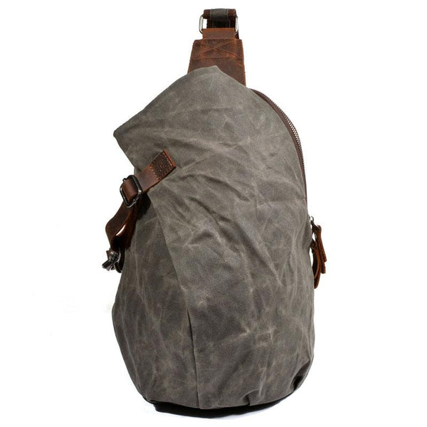 Cool Waxed Canvas Mens Sling Bag Chest Bag One Shoulder Packs for men