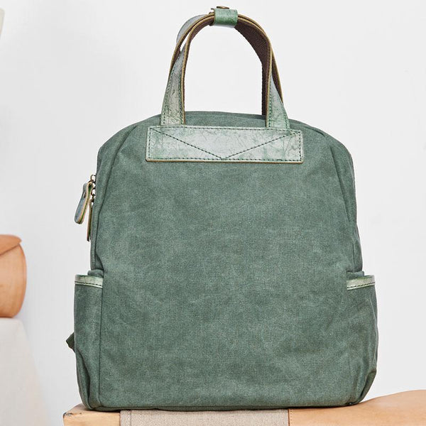 Canvas Green Mens Cool Backpack Canvas Travel Bag Canvas Handbag for Men