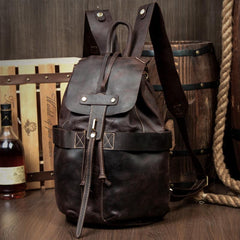 Light Brown Casual Mens Leather 15-inch Computer Backpack Dark Brown Travel Backpacks School Backpacks for men