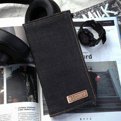 Cool Denim Mens Jean Long Wallet Bifold Slim Long Wallets For Men