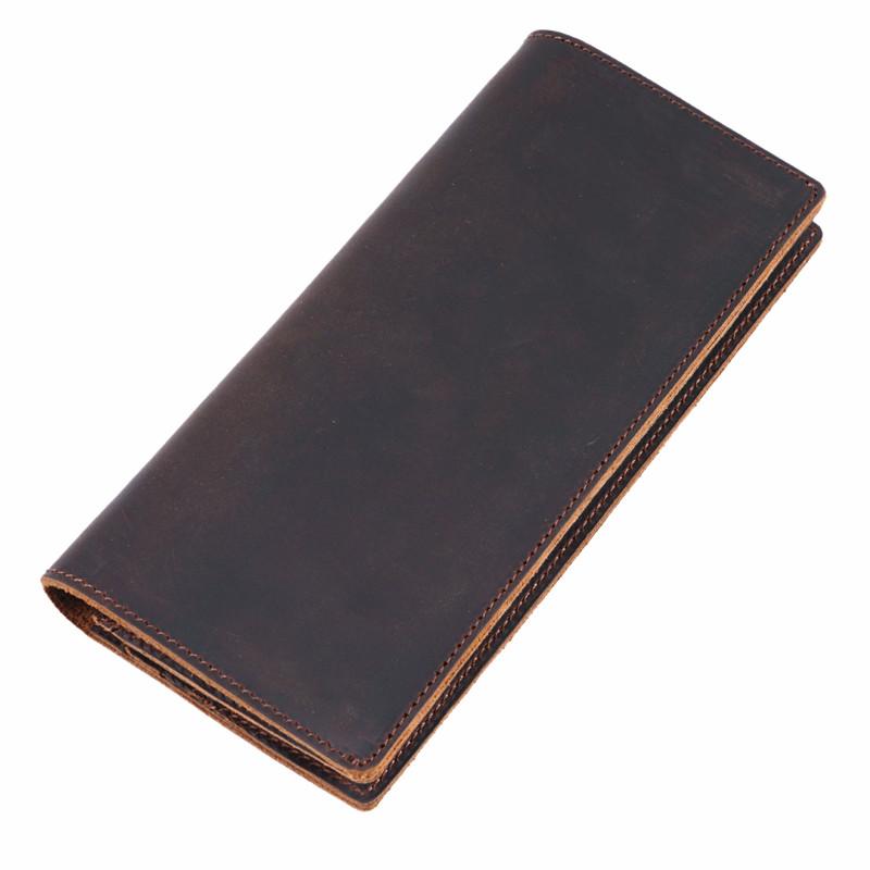 Cool Black Mens Leather Bifold Long Wallets Checkbook Wallet for Men with Coin Holder