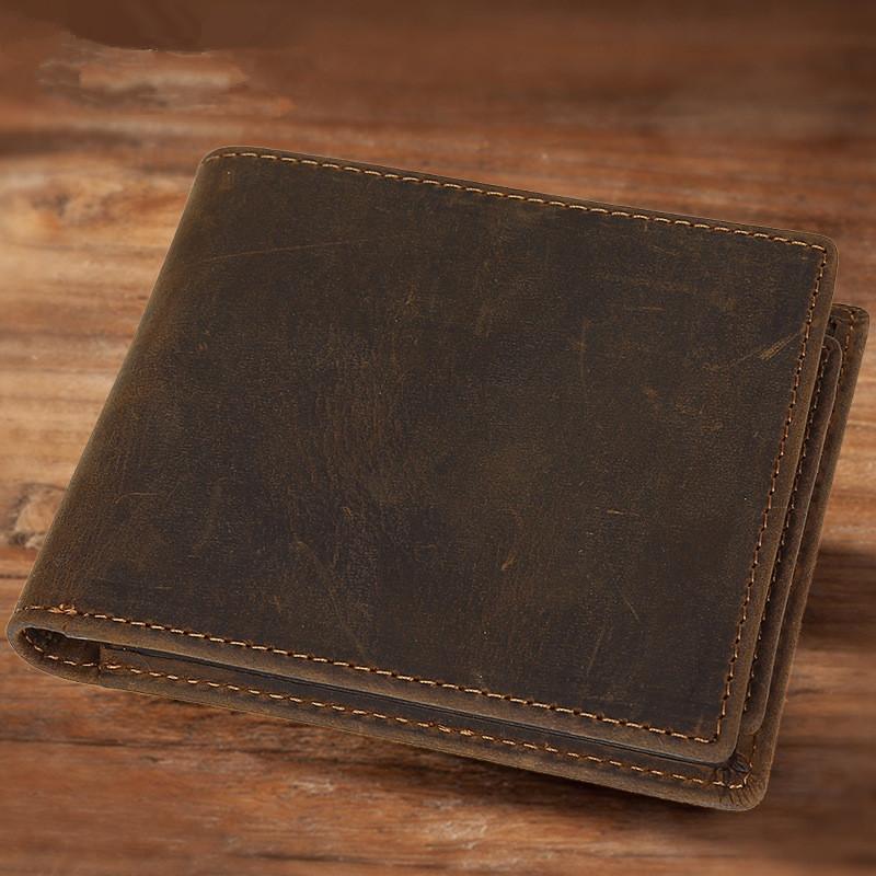Bifold Leather Mens Wallet Small Wallet billfold Wallet Driver's License Wallet for Men