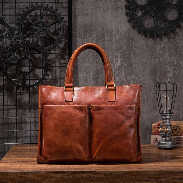 Cool Brown Coffee Leather Mens Briefcase 14inch Laptop Bag Work Handbag Business Bag for Men