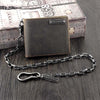 Cool Dark Coffee Leather Men's Small Biker Wallets Chain Wallet Bifold Wallets with chain For Men