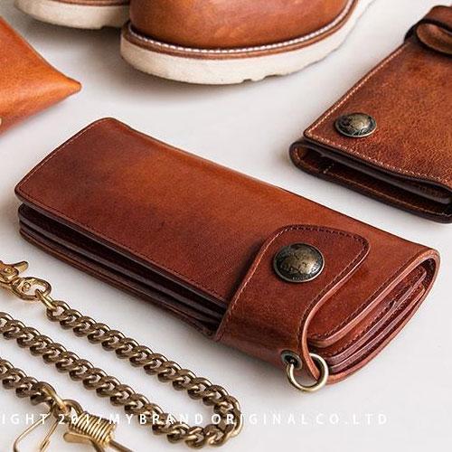 Handmade Mens Cool Leather Chain Wallet Biker Trucker Wallet with Chain for Men - iChainWallets