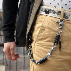 Cool Men's Leather and Metal Chain Long Biker Wallet Chain Pants Chain For Men