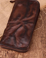 COOL MENS LEATHER ZIPPER LONG CLUTCH WALLETs ZIPPER VINTAGE LONG WALLET FOR MEN